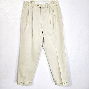 Lauren Ralph Lauren Men Preppy Classic Pleated Cuffed Beige Pants Size 34W X32L